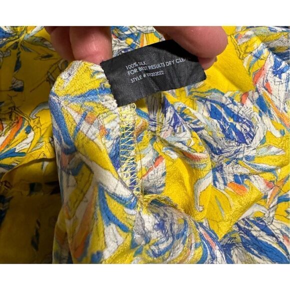 Club Monaco 100% Silk yellow blue floral sleeveless shift dress button front 6 - Picture 4 of 7